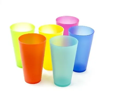$9.99 • Buy 6 Pack Colorful Reusable Party Cups Tumbler Plastic Picnic Drinking Glasses