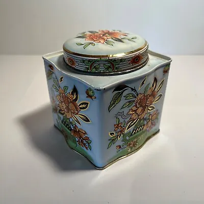 Floral Tin Container W/Lid By Daher Long Island NY Made In England • $14.99