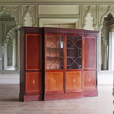 Stunning Large Antique Breakfront Bookcase Provenance From Important Property • £2995