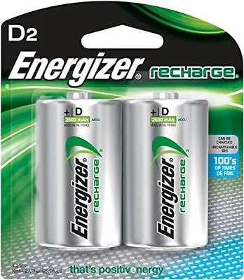 2 Energizer D D2 NH50 Rechargeable NiMH 2500mAh 1.2V Batteries  • $14.39