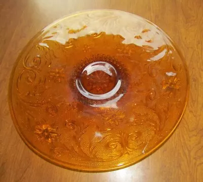 Vintage Indiana Amber Glass Tiara Pedestal Round Cake Plate 13  • $17