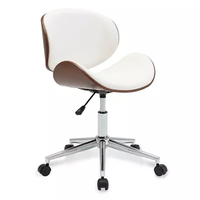 Modern Upholstered Leather Chrome Metal Base Swivel Office Desk Chair White • $139.95