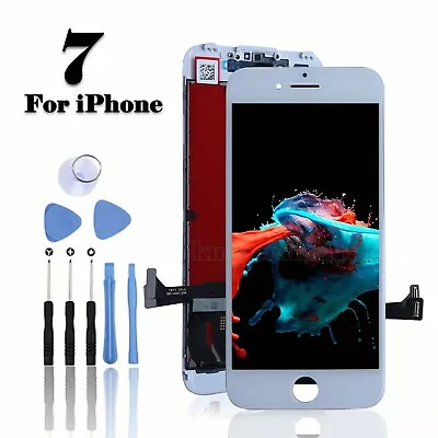 For IPhone 7 LCD Screen Replacement Digitizer 3D Touch Display 4.7  White +Tools • £10.98