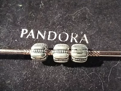 3x Genuine Pandora S925ALE Ribbed/Dots Stopper Clip Charms*SOLD SEPERATELY*(C23) • £15