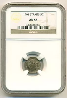 Straits Settlements (Malaysia) 1901 5 Cents AU55 NGC • $99