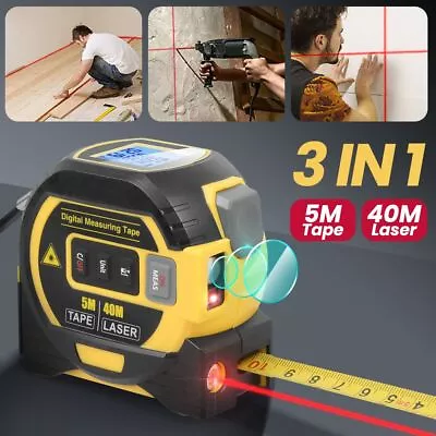 3 In 1 Digital Measure Tape Laser Distance Meter Measuring Tool Range Finder UK • £28.30