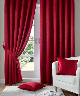 Madison Plain Squares Pattern Curtains Fully Lined Pencil Pleat Free Tie Backs  • £9.49