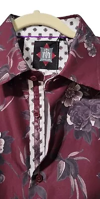 TM Exposure Men's Leopard Floral Long Sleeve Shirt Burgundy Size XL NWOT B18 • $14.99