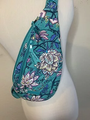 Vera Bradley Essential Compact Sling Bag Peacock Quilted Garden Blue NWT • $28.98