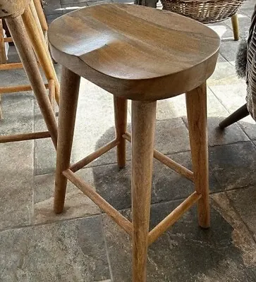 Solid Mango Wood Bar Stool Rustic Pub Cafe High Counter Chairs Kitchen Breakfast • £128.50