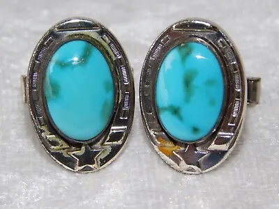$79.99 • Buy Vintage Navajo Western Sterling Silver Turquoise Lone Star Horse Shoe Cufflinks