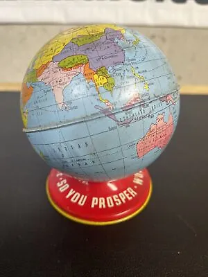 Vintage Tin Toy Coin Bank Globe World Bank 1950's The Ohio Art Co. Made In USA • $12.99