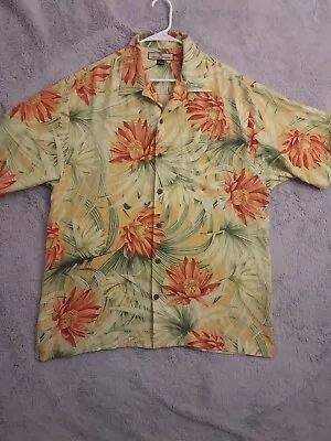 Tommy Bahama Shirt Mens Large AOP Tropical Hawaiian Floral Print Camp Silk Beach • $24.95