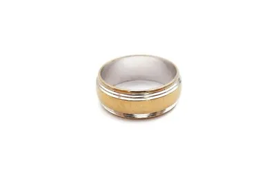 14k White Gold Wedding Band Ring Size 6 Mens 6.8mm Two Tone Brushed • $399.99