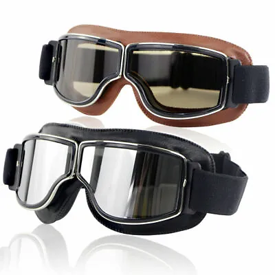 Vintage Retro For Motorcycle Helmet Aviator Pilot Flying Goggles Glasses Eyewear • $10.98