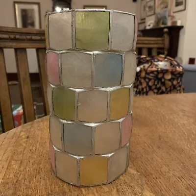 Vintage Multi Coloured Square Pendant Ceiling Capiz Shell Lampshade Light Shade • £11.55