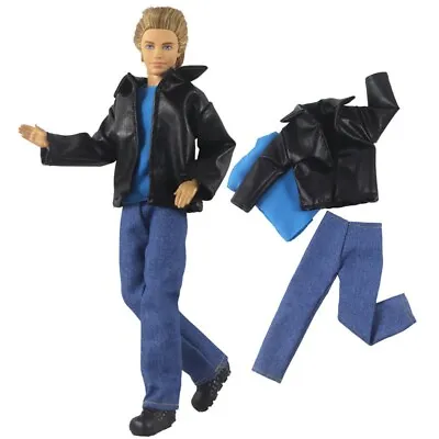 1/6 Boy Doll Clothes For Ken Doll Outfit Winter Wear Leather Coat Shirt Trousers • £6.99