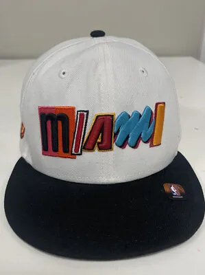 Miami Heat New Era City Edition 59FIFTY Fitted Hat-White 7 3/8 • $9.99