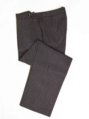 Mens Black Grey Pinstripe Trouser Morning Suit Masonic Ascot Wedding Dress • £29.99