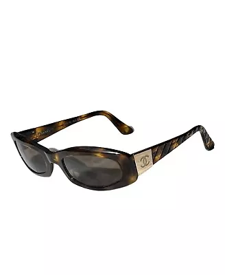 Chanel Vintage Sunglasses Rectangle CC Monogram 5014 Logo Quilted Tortoise 51mm • $298.24