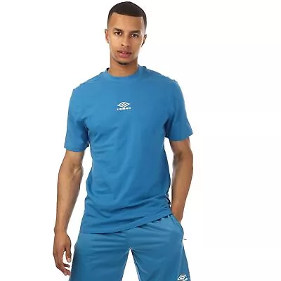 Men's Umbro Diamond Small Logo Regular Fit Cotton T-Shirt In Blue • £9.99