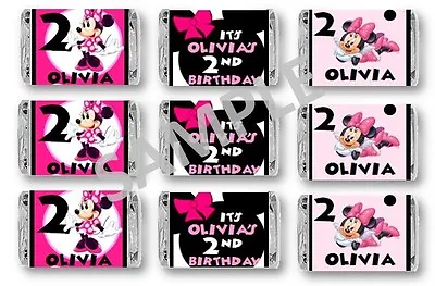 Minnie Mouse Pink Mini Candy Bar Wrappers - Birthday Favors - Set Of 48 • $12.95