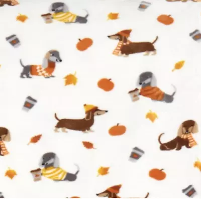 Dachshund Dog Throw Blanket MicroFleece Pumpkin Spice Coffee Sweater Fall Leaves • $44.99