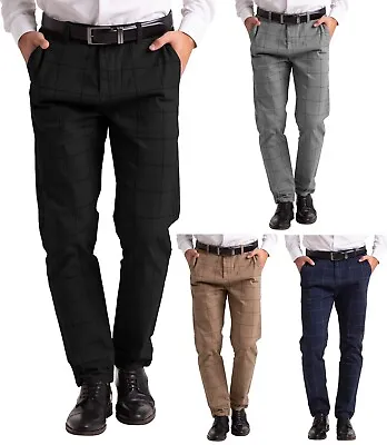 Men's Plaid Slim Fit Chino Flat-Front Pants • $19.99