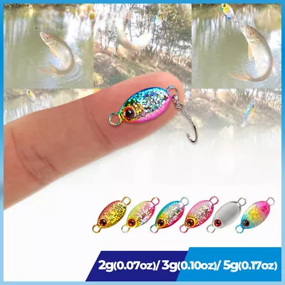 6PCS Micro Metal Jig Fishing Lures 2g/3g/5g Mini Spoon Lure Sequin Spinner Baits • $10.89