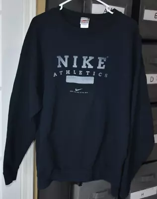 Vintage Nike Athletics Center Swoosh Sweatshirt Black Xl U.s.a. Made • $49.95