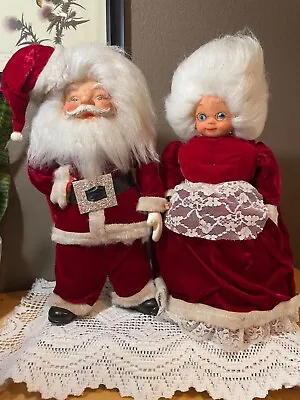 VINTAGE MR & MRS SANTA CLAUS SOAP BOTTLE DOLLS 12” & 13” Please Read • $25