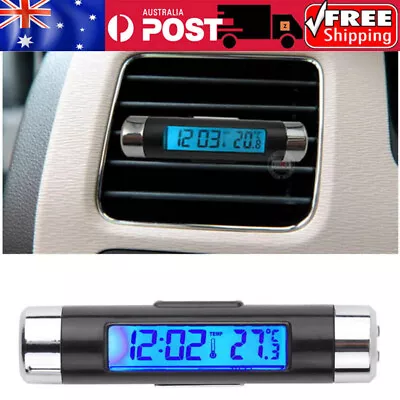 Mini Car Digital Clock Auto Time Date Calendar Thermometer Clip-on Air Vent NEW • $12.74