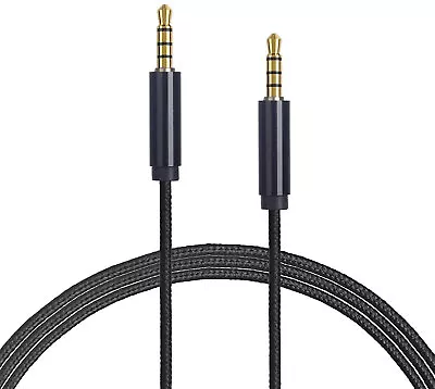 3.5mm 4 Pole Braided TRRS Aux Audio Cable Stereo Male To Male Audio And Mic. • £3.49