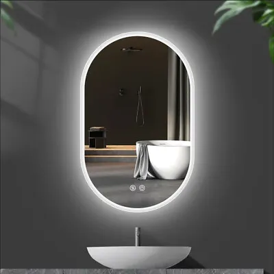 Simple Oval Super Lighted LED Bathroom Mirror Backlit Fogless For Makeup Shaving • $239.98