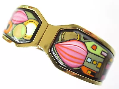 Vintage Michaela Frey Wille Enamel Street Rivers Contessa Bangle Bracelet Large • $295