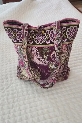 Vera Bradley Very Berry  Purse Tote Bag Toggle  Quilted Floral Paisley Purple • $15