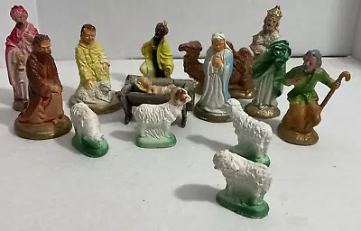 Set 13 Piece VINTAGE NATIVITY Scene  FIGURES Table Top • $26.94