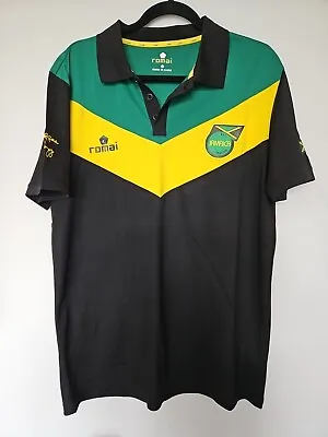 Jamaica Polo Football Shirt 2015/16 Romai Mens Black/Green/Yellow  XL • £20