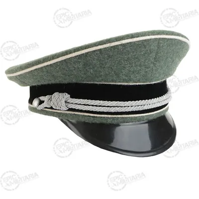 £40.95 • Buy WW2 German Army Officer Visor Cap - Field Grey Wool Without Insignia Repro