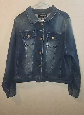 Venezia Jean Jacket Blue Size 18 Comfort Fit Strechy With Pockets Denim • $9.99