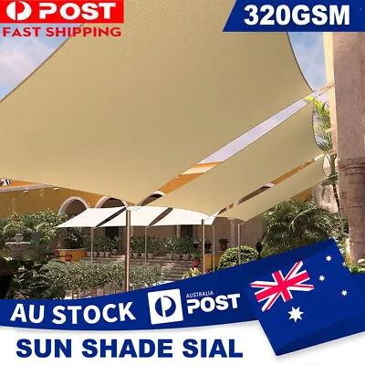 Sun Shade Sail Shade Cloth Extra Heavy Duty Grey 98% UV Block Shade Rectangle • $22.32