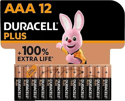 12 X Duracell AAA Plus Power Alkaline Batteries LR03 MN2400 Longest Expiry UK • £8.09