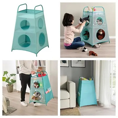 Ikea TIGERFINK Children Storage With Compartments Turquoise • £32.46