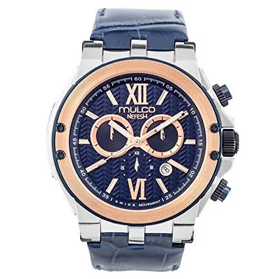 Mulco Nefesh Iconic Blue Dial Blue Leather Band Analog Watch MW1-35199-043 • $206.83