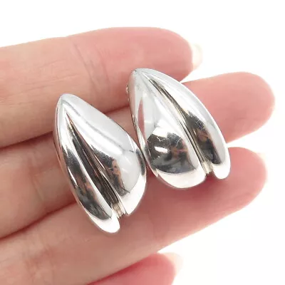 MILOR 925 Sterling Silver Italy Modernist Ribbed Earrings • $39.99