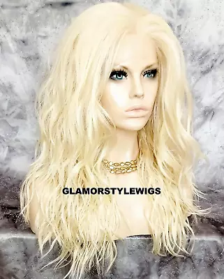 360 Free Part Lace Front Full Wig Long Wavy Layered Bleach Blonde #613 Nwt • $89.95
