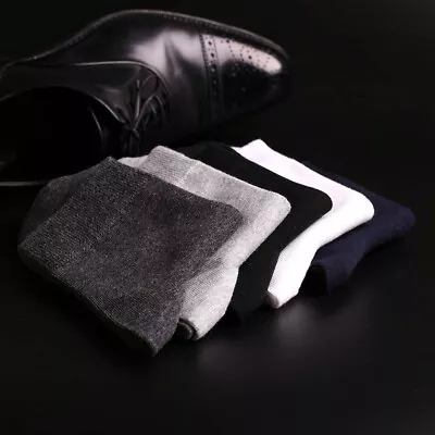 Mens Dress 100% Cotton Premium Socks Black Business Soft Breathable Casual 5Pack • $11.75