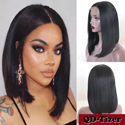 Light Yaki Synthetic Lace Front Hair Wigs Heat Resistant Short Bob Black Women • $32.83