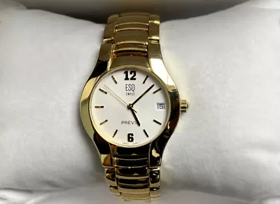 Movado ESQ Gold Tone Quartz Stainless Steel Watch E5152 • $80