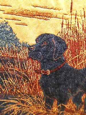 Black Lab Blanket Tapestry Throw Duck Hunting Lodge Man Cave Vintage • $48.97